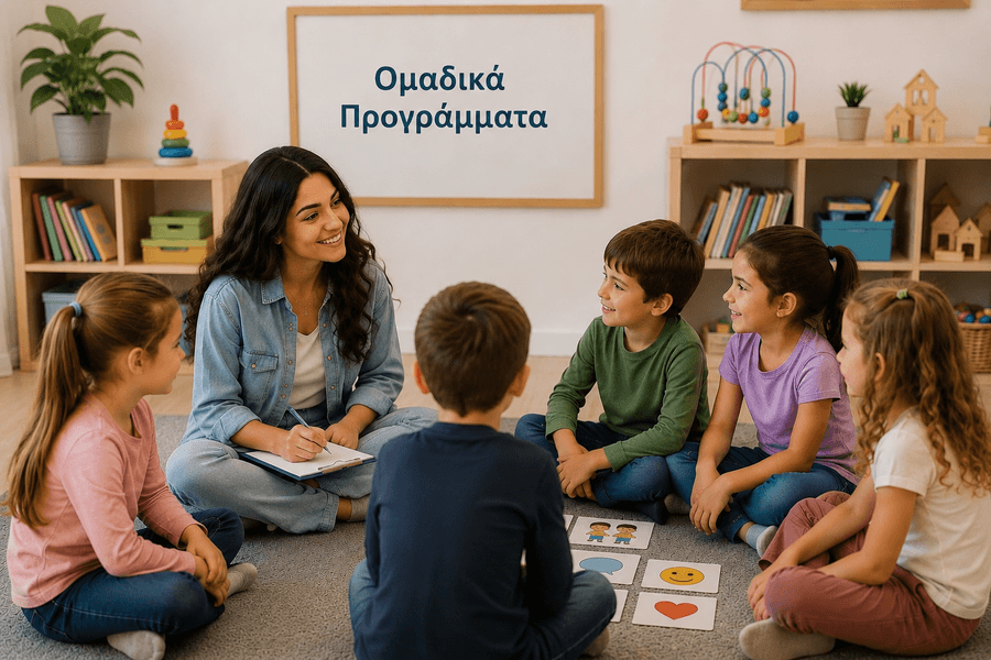 Παιδιά σε ομαδικό πρόγραμμα κοινωνικών δεξιοτήτων